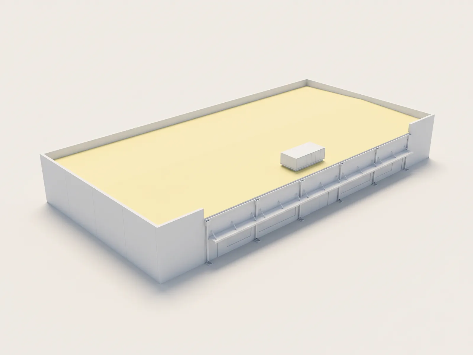 TPO roof membrane measured and priced for Lake Alfred Project, shown on a model of the industrial building