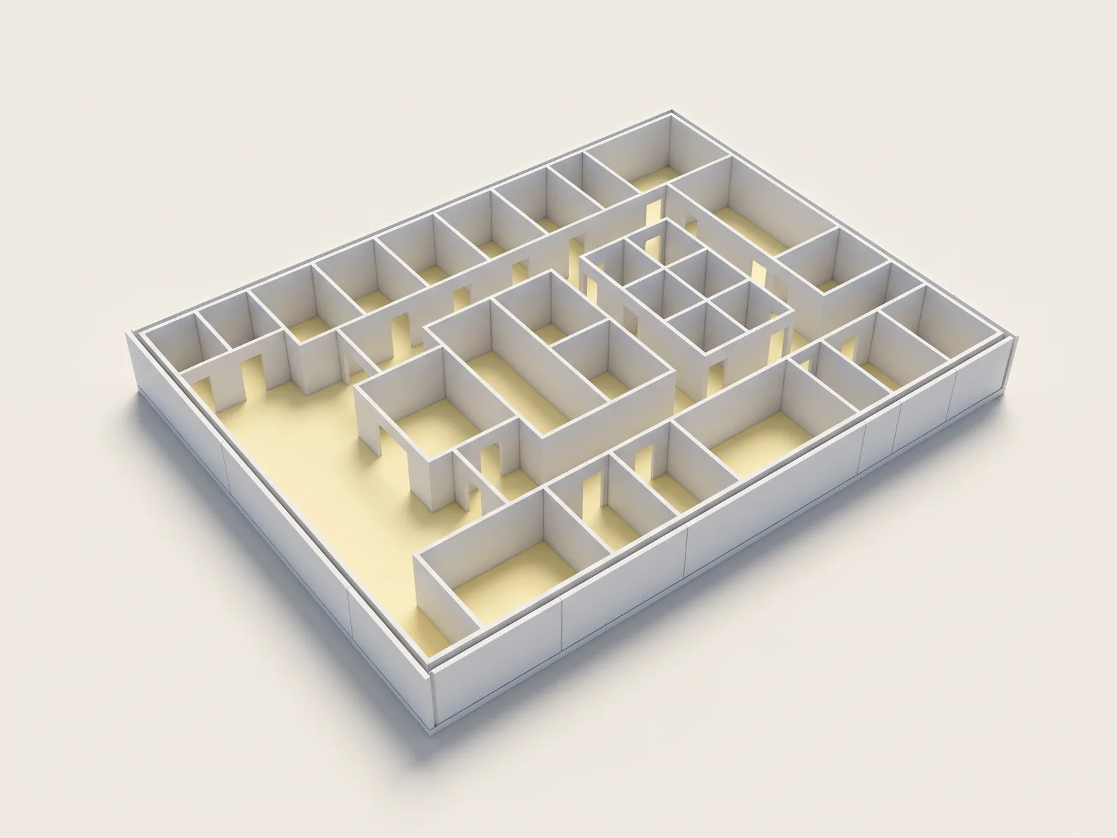 Floor finishes measured and priced for Ambulatory Care Center, shown on a cutaway model of the modular clinic