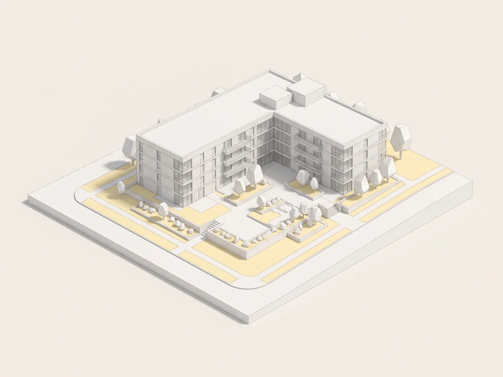 Planting areas measured and priced for Topanga Canyon Blvd, shown on a model of the housing site